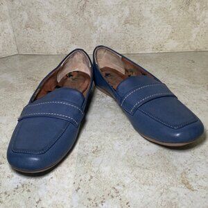 B.O.C. Womens Navy Blue Faux Leather Loafer Flats Comfort Casual Preppy Academia